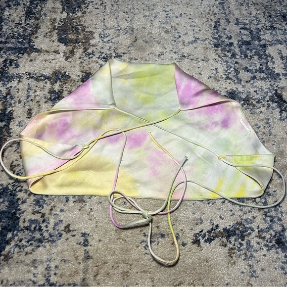 Zara Yellow & Purple Tie-Dye Backless Spaghetti Strap Crop Top Size XS - Picture 2 of 3